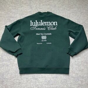 Lululemon Tennis Club Crewneck Sweatshirt Green Pullover Long‎ Sleeve Small EUC